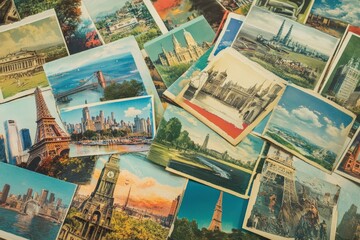 vintage travel postcards of cities and landmarks