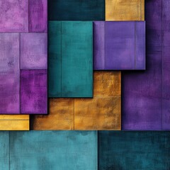 Colorful geometric wall panels on building exterior with textured surface