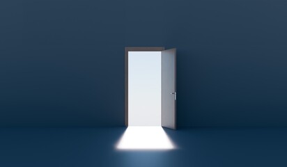 door ,open door ,light ,light ,door  3d illustration