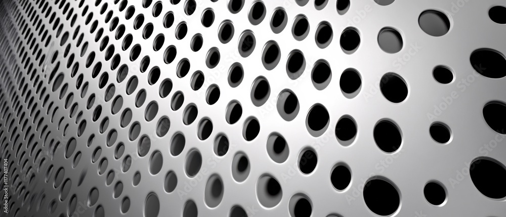 Aufkleber abstract metallic surface with circular holes in a dynamic pattern for background design