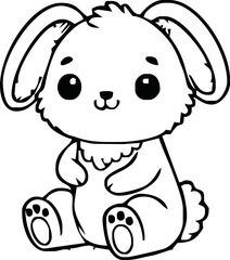 Cute kawaii bunny cartoon character coloring page vector illustration