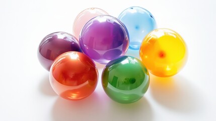 colorful glossy balloons on a white background