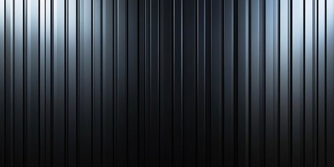 Obraz premium Abstract Background of Vertical Metal Strips with Gradients and Reflections in Darkness