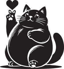 black cat with heart