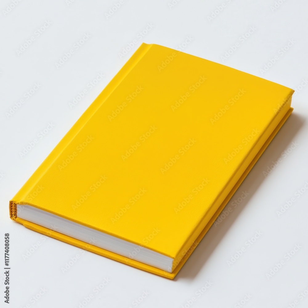 Poster bright yellow notepad with blank sheets placed on a light surface for creative writing or note-takin