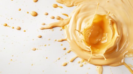 Melted cheddar cheese texture isolated on white background. Food photo sauce  Drip with splash