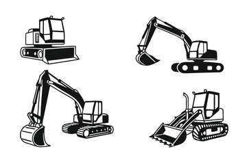 set of silhouettes of machinery