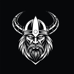 Viking Warrior Head Vector Logo - Bold and Iconic Design for Branding