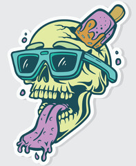 Art & Illustration funny skull head brain out cartoon vector