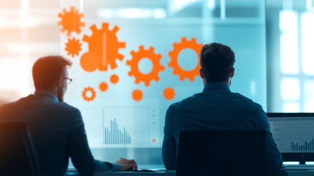 Advanced tools and adaptive solutions in a collaborative business environment dynamic visuals symbolizing innovation and efficiency sharp and professional layout