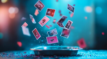 Floating Photos Digital Memories Creative Image Concept