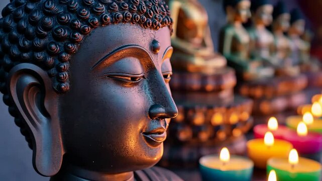 Buddha Profile with Candlelights
