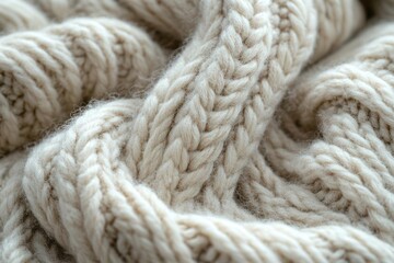 cozy knitted wool texture close-up natural beige and gray tones creating soft, warm pattern perfect for winter fashion background