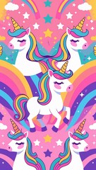 Unicorn patterns background or illustration with magical pastel colors