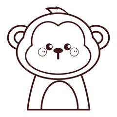 cute hand drawing cartoon monkey coloring page illustration