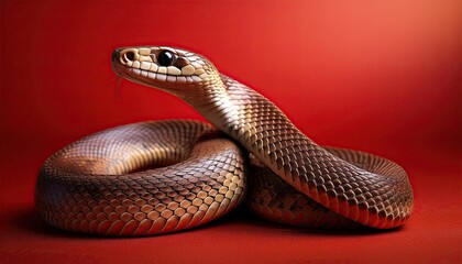 Fototapeta premium Close up of a snake on a red background