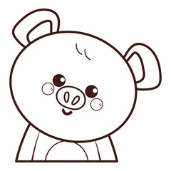 cute hand drawing cartoon pig coloring page illustration