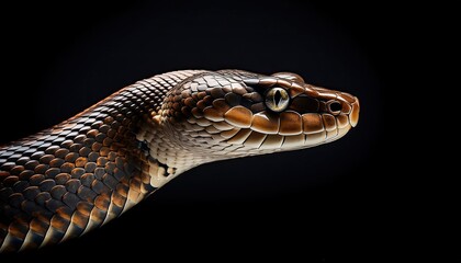 Fototapeta premium Close up of a snake on a black background