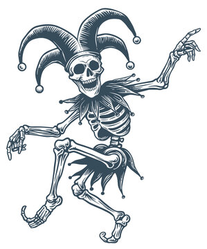 Art & Illustration joker skull dancing fun death vector drawing clip art