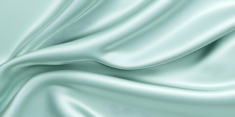 Obraz premium Smooth aqua satin fabric with elegant folds and soft texture, perfect for luxurious designs and backgrounds. gentle sheen adds touch of sophistication and calmness