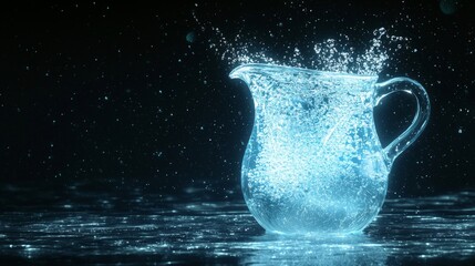 Surreal Aquarius Zodiac Sign Concept Artwork with Floating Water Pitcher and Cosmic Dust in Cinematic Setting