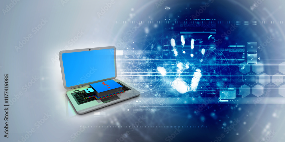 Poster 3d rendering data sharing in laptop