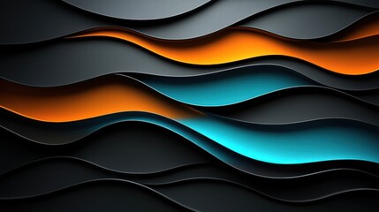 Abstract Wave Pattern Design with Vibrant Orange and Teal Accents on Dark Background  A Captivating Visual Abstract