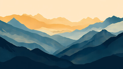 Obraz premium Under the shadow of the mountain range lies. Foothill. Illustration