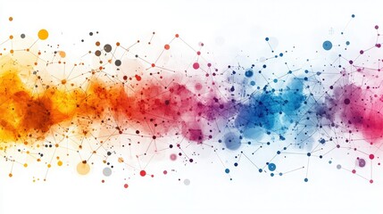 Obraz premium Abstract Colorful Flow of Digital Particles and Geometric Shapes Representing Connectivity, Motion, and Creativity in Contemporary Design