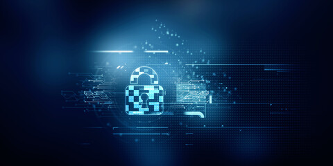 2d illustration Safety concept: Closed Padlock on digital background