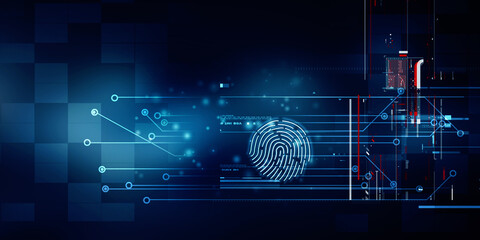 Fototapeta premium 2d Illustration Fingerprint Scanning Technology Concept 