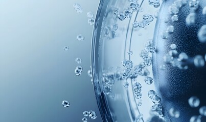 Microscopic view of a cell with water droplets.