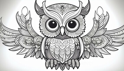 Obraz premium Owl coloring page for kids. Generated image