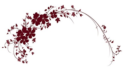Dark Red Floral Design Swirl Elegant White Background