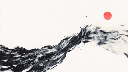 Aquarius Zodiac Sign Concept Artwork with Bold Strokes and Watery Waves on White Canvas