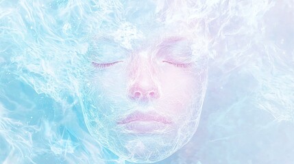 Fototapeta premium Enigmatic Aquarius Zodiac Double Exposure Portrait with Glyph Overlay in Ultra-Detailed Concept Artwork