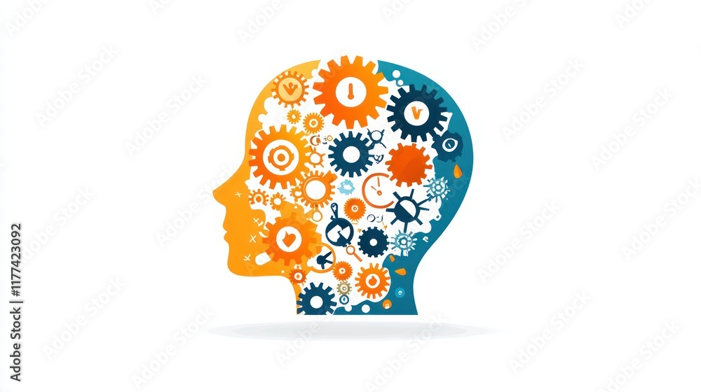 Aufkleber the intricate mechanics of the mind: a visual representation of cognitive processes