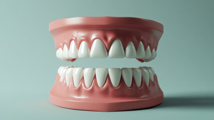 Obraz premium Professional dental model on mint background, dental education concept