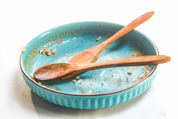 a dirty plate isolated on a white background