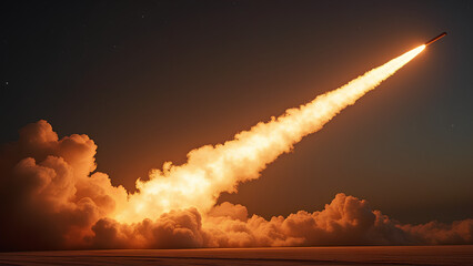 Rocket Launch or Meteor Streak A Fiery Jet Fuel Trail