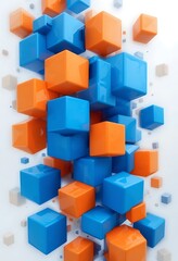 Obraz premium Abstract Composition Of Blue And Orange Cubes