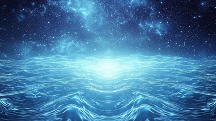 Aquarius Zodiac Sign - Fractal Water Droplets Forming Symmetrical Wave Lines with Faint Constellation Overlay - Ultra-Detailed Concept Artwork