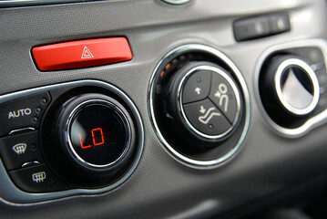 Car interior details: climate control and hazard lights