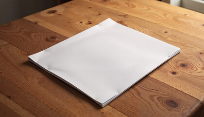 Blank notebook on wooden table, creativity and inspiration