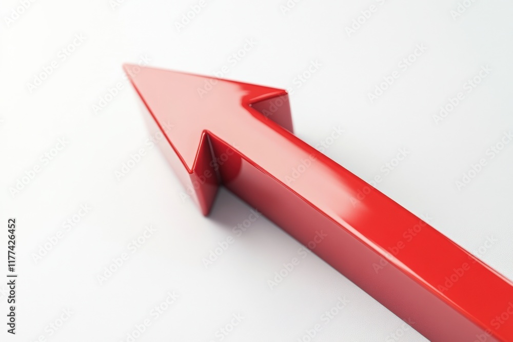 Poster red arrow pointing up on white background