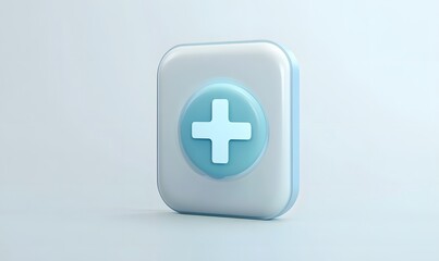 Fototapeta premium 3D rendered medical cross icon on square button.