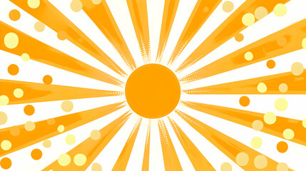 Fototapeta premium Vibrant sunburst background design with orange rays and scattered circles, perfect for summer, energy, or optimism themes. Ideal for websites, presentations, or social media.