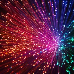 Naklejka premium An eye-catching display of vibrant light strings in various colors radiating from a central point.