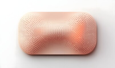Abstract peach-toned object with dotted texture and curved design.