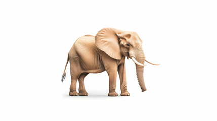 Obraz premium African elephant standing on white background, wildlife conservation, savanna habitat.